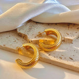 Gold-Plated Stainless Steel Geometric Hoop Earrings – Waterproof & Tarnish-Resistant