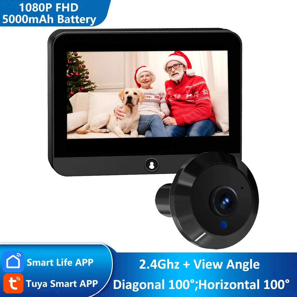 1080P Smart Peephole Camera with Night Vision – WiFi Door Viewer & Motion Detection