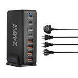 240W GaN Desktop Charger with 8-Port USB-C and Fast Charge 3.0