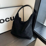 Stylish Faux Suede Shoulder Bag – Versatile, Classic Tote for Women
