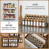 Frascos de vidrio para especias con tapas de bambú: recipientes para condimentos y saleros y pimenteros para organizar la cocina