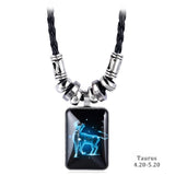 Trendy Geometric Glass Pendant Necklace for Women – Zinc Alloy & Leather Design