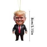 Trump Christmas Ornament - Funny 2D Acrylic Hanging Decor for Tree & Car