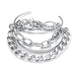 Bohemian Geometric Link Chain Bracelet with Lobster Claw Clasp for Women - Mood Tracker Jewelry