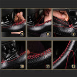 Universal Leather Steering Wheel Cover – 38cm Non-Slip DIY Auto Wheel Protector