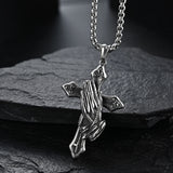 Stainless Steel Praying Hands Cross Necklace - Vintage Hip Hop Pendant Chain for Men