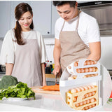 Caja de almacenamiento de huevos con ruedas automáticas - Organizador de huevos para refrigerador de múltiples capas para 30 huevos | Rejilla de conservación de huevos de cocina eficiente