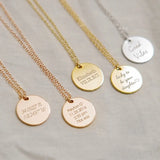 Personalized Stainless Steel Engraved Name Necklace with Round Disc Pendant