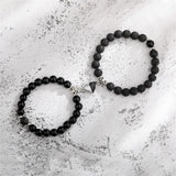 Couples Matching Stone Beaded Heart Charm Bracelets