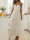 Bohemian V-Neck Sleeveless Midi Dress for Women - Spring Summer A-Line