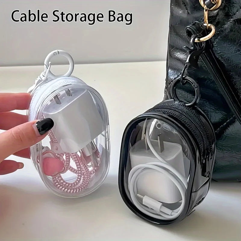 Mini Clear Zipper Storage Pouch – Portable Organizer for Cables, Earphones & Small Accessories