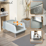 XL Stainless Steel Cat Litter Box with Lid – High Sides, Odor-Resistant, for Large & Small Cats