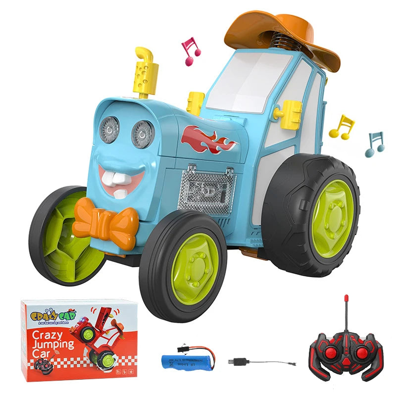 Coche acrobático con saltos locos: camión RC con control remoto por infrarrojos, música y luces