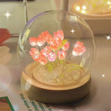 Lámpara de noche LED con tulipanes artificiales hecha a mano: lámpara de noche DIY para dormitorio y regalos