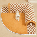 2-in-1 Cat Tunnel Bed - Plush Play Tunnel & Hideaway House for Kittens (60x60cm)
