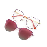 Cat Eye Flip on Sunglasses Women Anti Blue Light Glasses Frames Polarized Magnetic Clip Ladies Fashion Computer Eyeglasses 7002