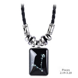 Trendy Geometric Glass Pendant Necklace for Women – Zinc Alloy & Leather Design