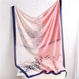 Bufanda de seda de lujo de primavera: 85 x 180 cm, elegante chal y diadema para mujer