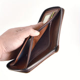 Compact Unisex PU Leather Zipper Wallet with Multiple Compartments