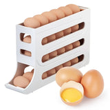 Caja de almacenamiento de huevos con ruedas automáticas - Organizador de huevos para refrigerador de 4 capas con gran capacidad | Dispensador de huevos eficiente para almacenamiento en la cocina 