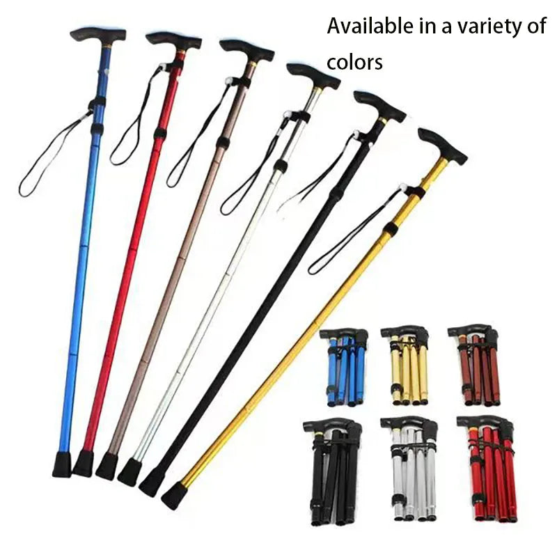 Adjustable Carbon Steel Walking Stick with Non-Slip Base – Lightweight Folding Mobility Aid