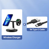 Cargador inalámbrico magnético 3 en 1: soporte de carga rápida de 15 W para iPhone y más