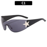 Gafas de sol estilo punk Y2K de moda 2025: gafas de sol envolventes de moda para mujeres y hombres