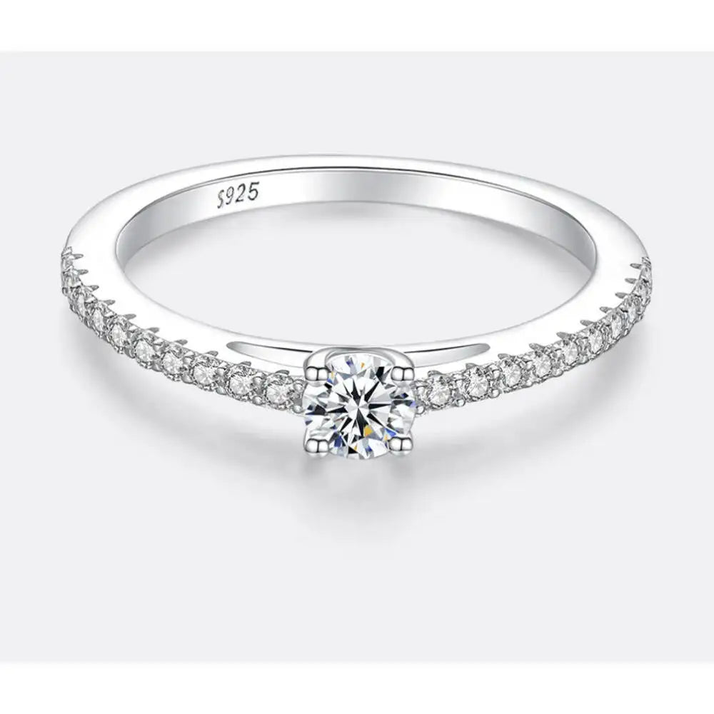 0.3CT Moissanite Sterling Silver Ring - D Color VVS1 Certified Women's Wedding Band
