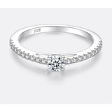 0.3CT Moissanite Sterling Silver Ring - D Color VVS1 Certified Women's Wedding Band