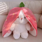 25cm Strawberry Carrot Bunny Plush Toy - Transformable Cuddly Rabbit Doll for Kids