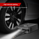 Portable 12V Car Air Compressor with LED Light and Tire Pressure Gauge