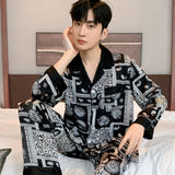 Men’s Silk Satin Pajama Set – Lightweight Luxury Sleepwear with Turn-Down Collar