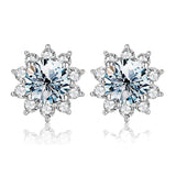 0.5CT Moissanite Sunflower Stud Earrings - 925 Sterling Silver Halo Jewelry