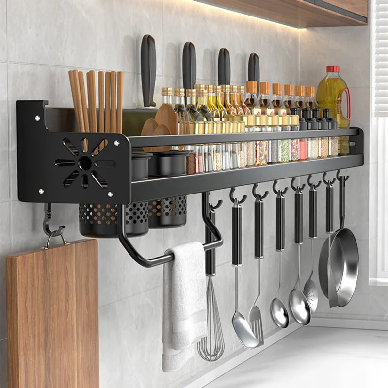 Estante de cocina de metal para montar en la pared: organizador que ahorra espacio y es fácil de instalar