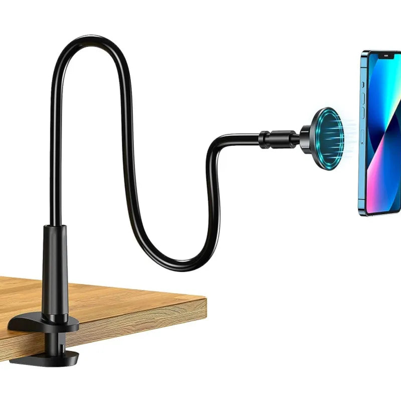 Soporte magnético de cuello de cisne ajustable para teléfono para escritorio y mesita de noche: compatible con iPhones MagSafe