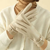 Fashionable Women’s Wrist-Length Gloves – Premium Synthetic Leather & Spandex