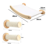 Wall-Mounted Cat Tree with Scratching Post & Hammock - Space-Saving Climbing Furniture