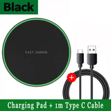 Ultra-Slim Fast Wireless Charger Pad with LED Indicator & Type-C Cable – 30W High-Speed Charging for iPhone, Samsung & Qi Devices