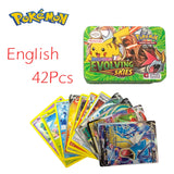 42-Piece Pokemon TCG Metal Box Set - Battle Cards with Pikachu & Rare Characters