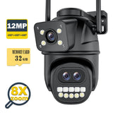 6K 12MP WiFi Outdoor Security Camera with 8X Zoom, Auto Tracking & Dual Screens