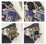 Women’s Linen Tote Bag – Foldable Casual Handbag with Large Capacity & Cotton Rope Handle