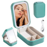 Rechargeable LED Makeup Mirror with Storage – 3-Color Light Travel Vanity Case