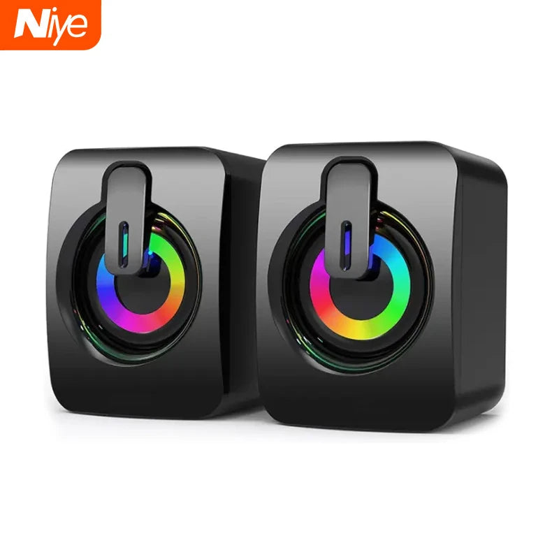 USB-Powered Computer Speakers with LED Lights – HIFI Stereo Sound for Desktop PC