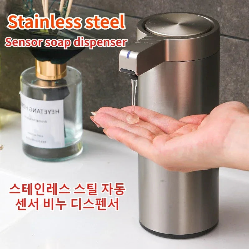 Dispensadores automáticos de jabón líquido de acero inoxidable 304, botella de loción de metal para cocina, sensor de inducción sin contacto, accesorios de baño