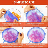Reusable Silicone Stretch Lids – Airtight Food Covers for Bowls & Containers (6-Piece Set)