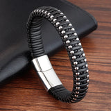 Pulsera de cuero y acero inoxidable para hombre: accesorio elegante y duradero