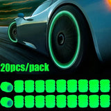 Glow-in-the-Dark Tire Valve Caps – Fluorescent Stem Covers for Cars, Motorcycles & Bicycles
