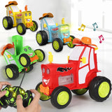 Mini coche acrobático RC con luces y música: camión de control remoto con saltos locos | Giro de 360°, marcha erguida, juguete recargable para niños