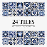 24 pegatinas de azulejos con diseño de mandala: autoadhesivas, impermeables y extraíbles para decoración de pared de cocina y baño