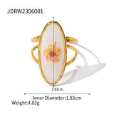 18K Gold Plated Polygonal Dry Flower Ring – Minimalist & Waterproof Statement Jewelry